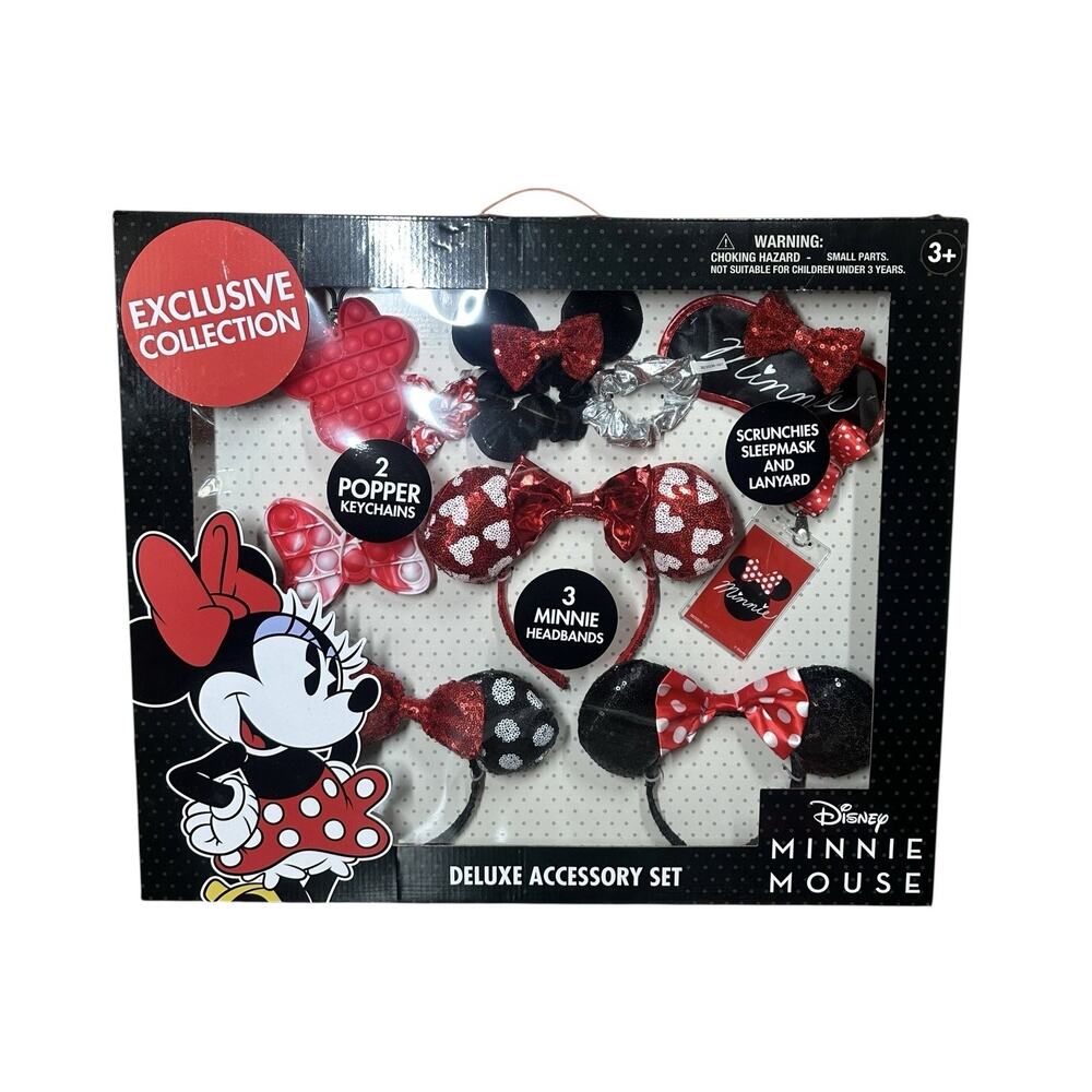 Disney‎ Deluxe Accessory Set Vacation Minnie Mouse Ears Headbands Scrunchies NEW